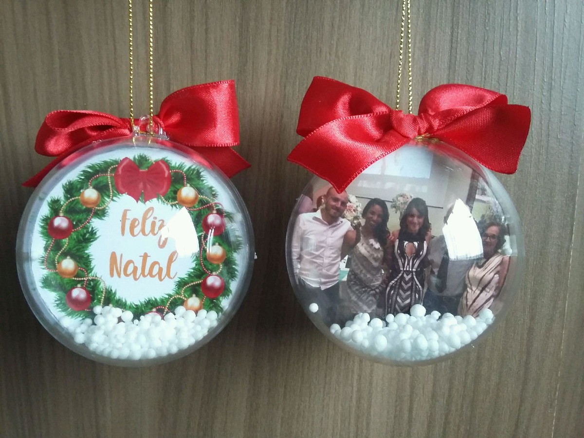 NATAL E ANO NOVO - Bolinha de Natal Personalizada com Foto
