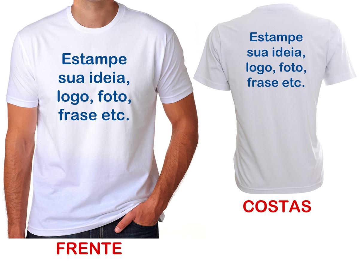 T-shirt branca com a frente e as costas da camisa.